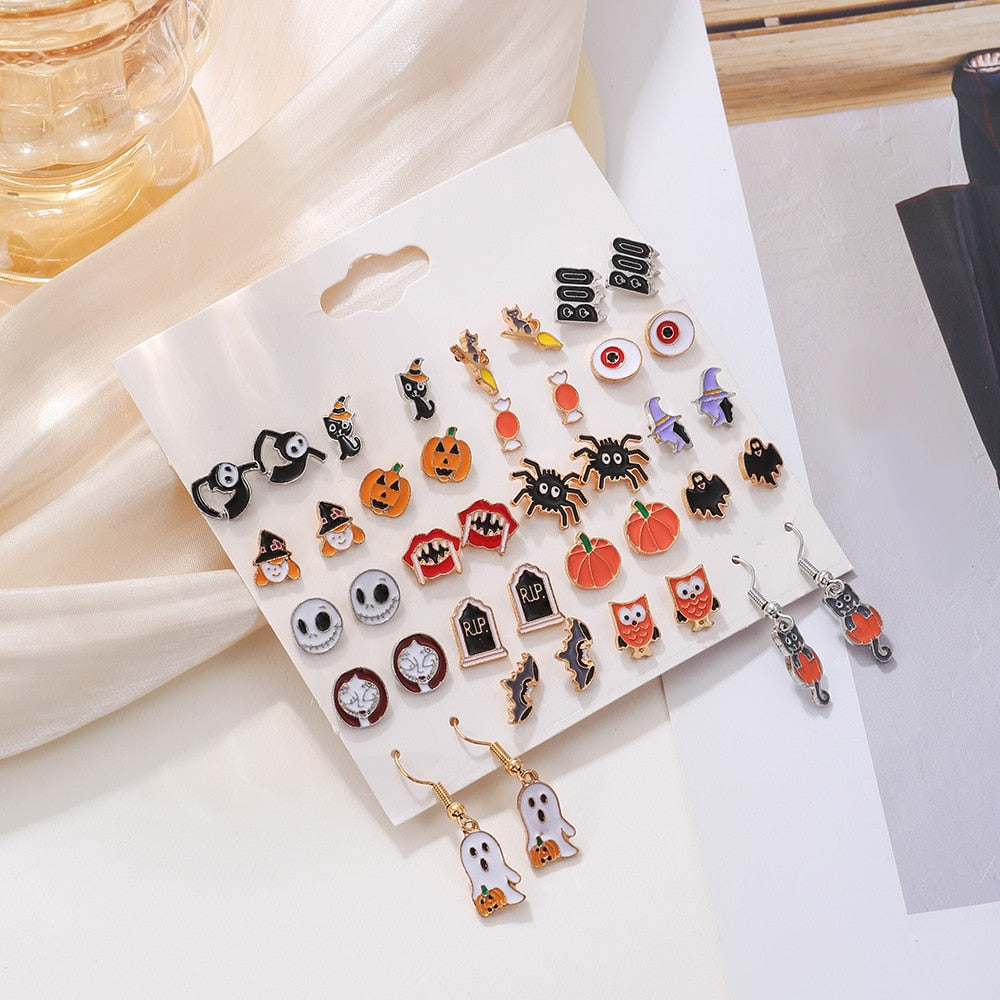 Halloween Pumpkin Ghost Earrings