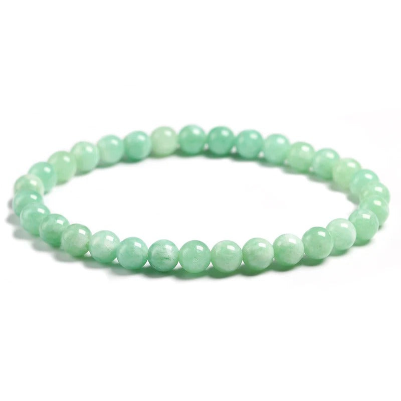 Natural Burmese Green Jade Round Beads Bracelet