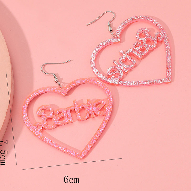 Hollow Acrylic Barbie Pink Heart Ears