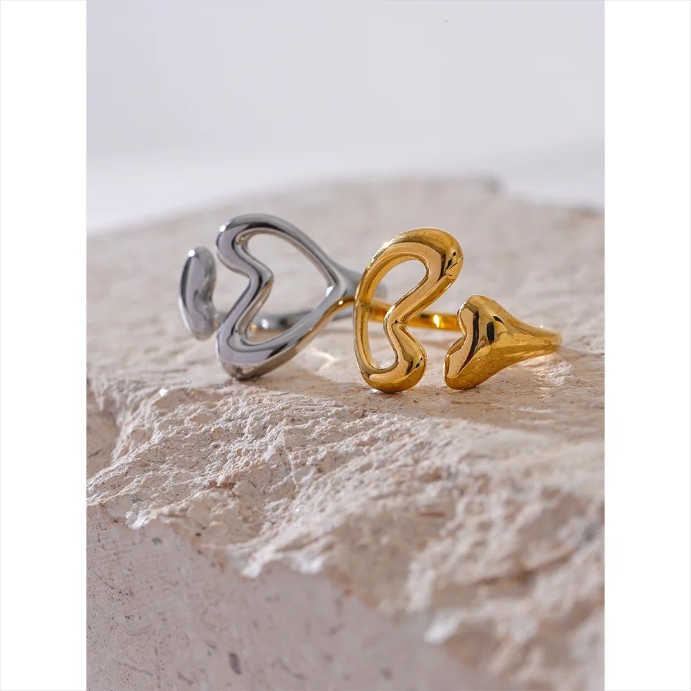 Chic Hollow Stainless Steel Heart Ring