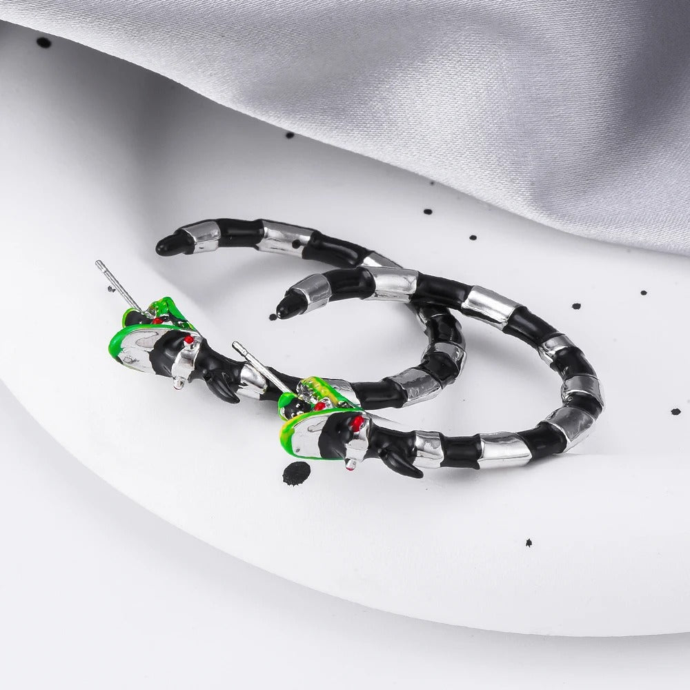 Halloween Creative Beetlejuice Hoop Earrings