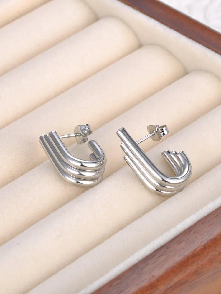 U Shape Stud Earrings