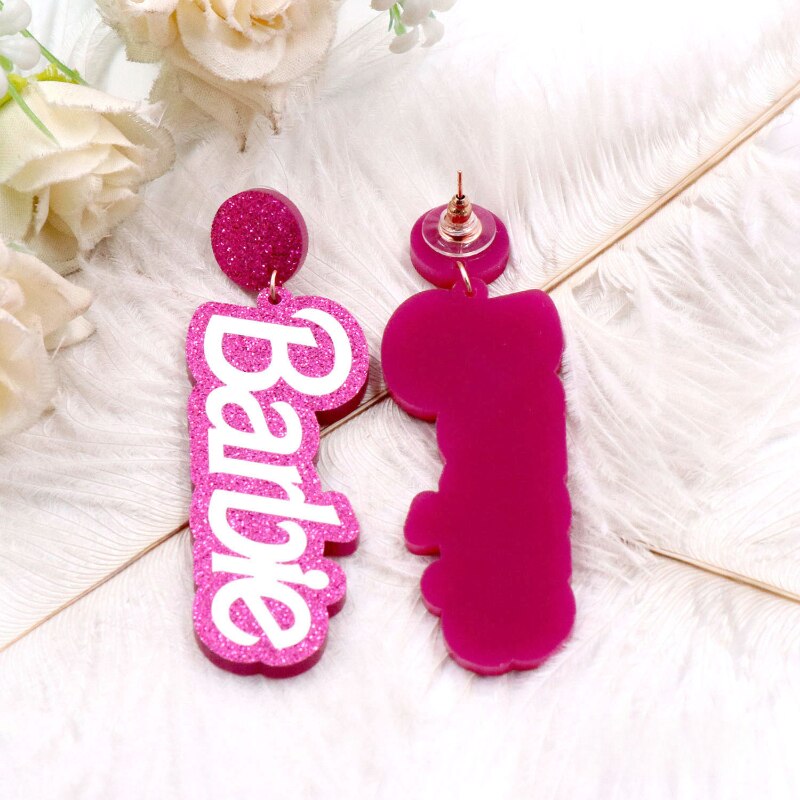 Barbie Pink Letter Earring