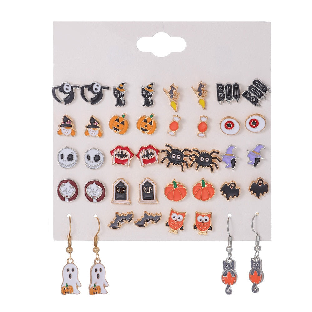 Halloween Pumpkin Ghost Earrings