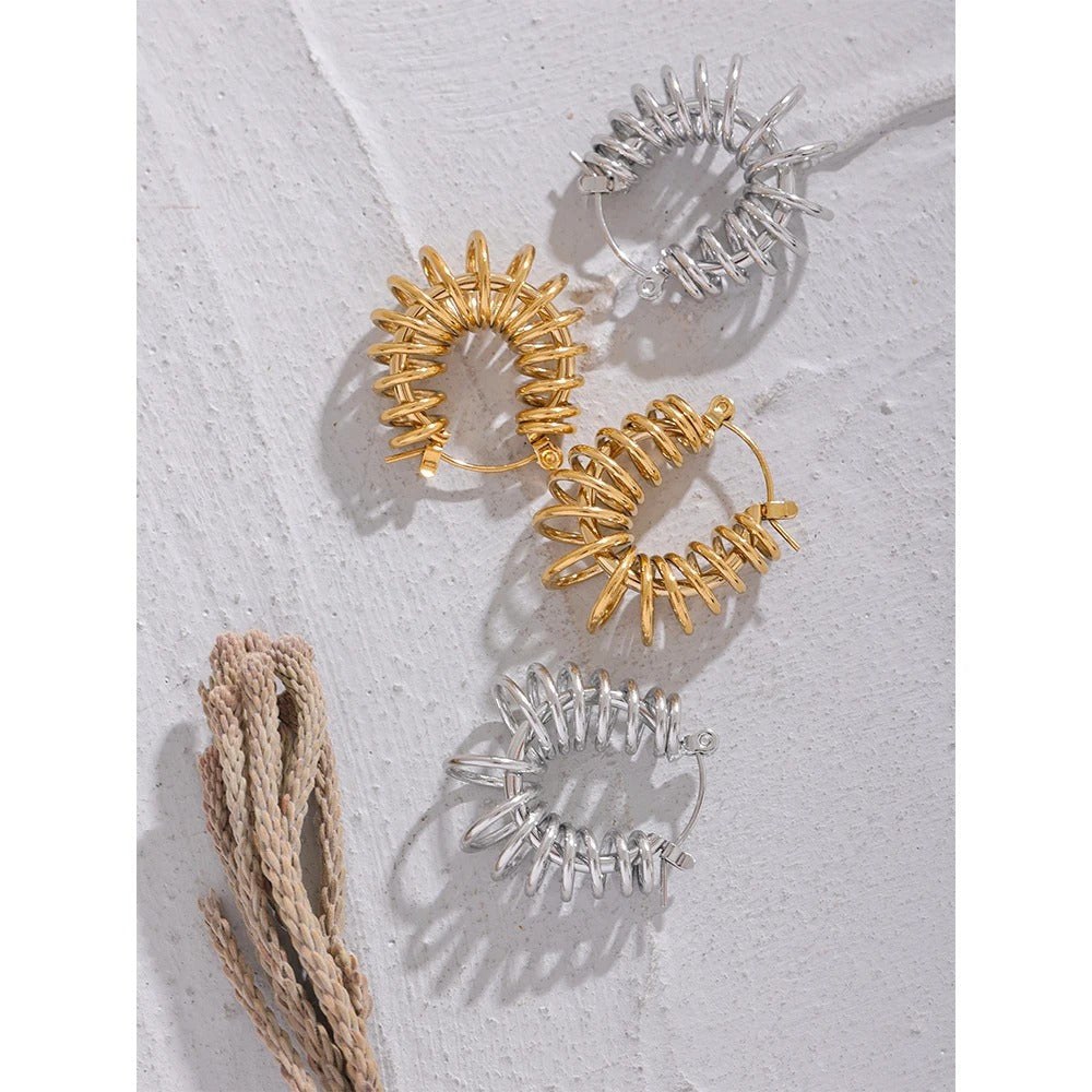 Round Hollow Geometric Earrings