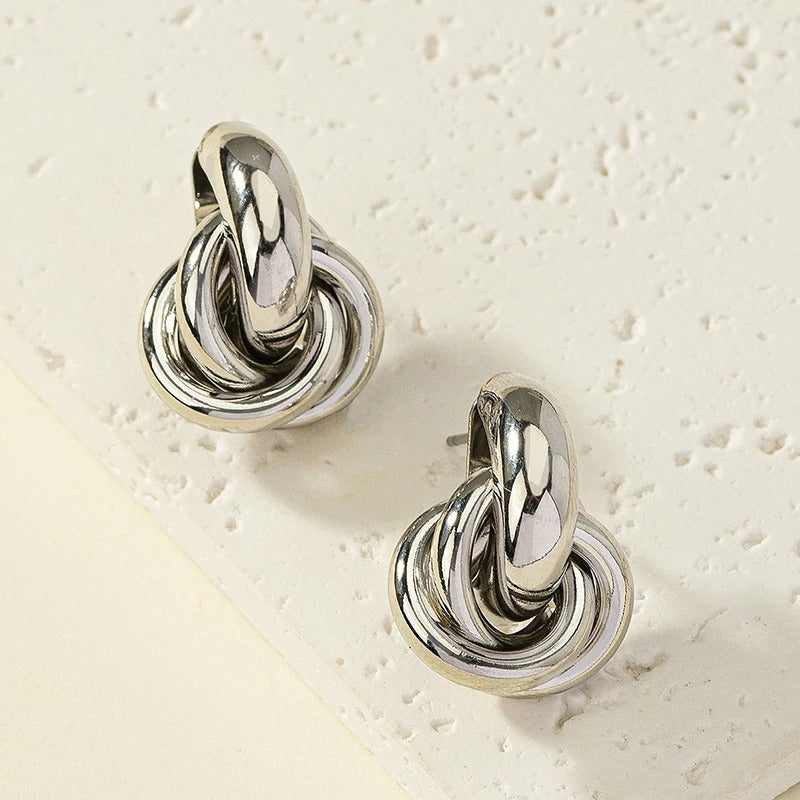 Gold and Silver Earrings Tones with Shiny Plating Cute Daily Wear Studs for Women