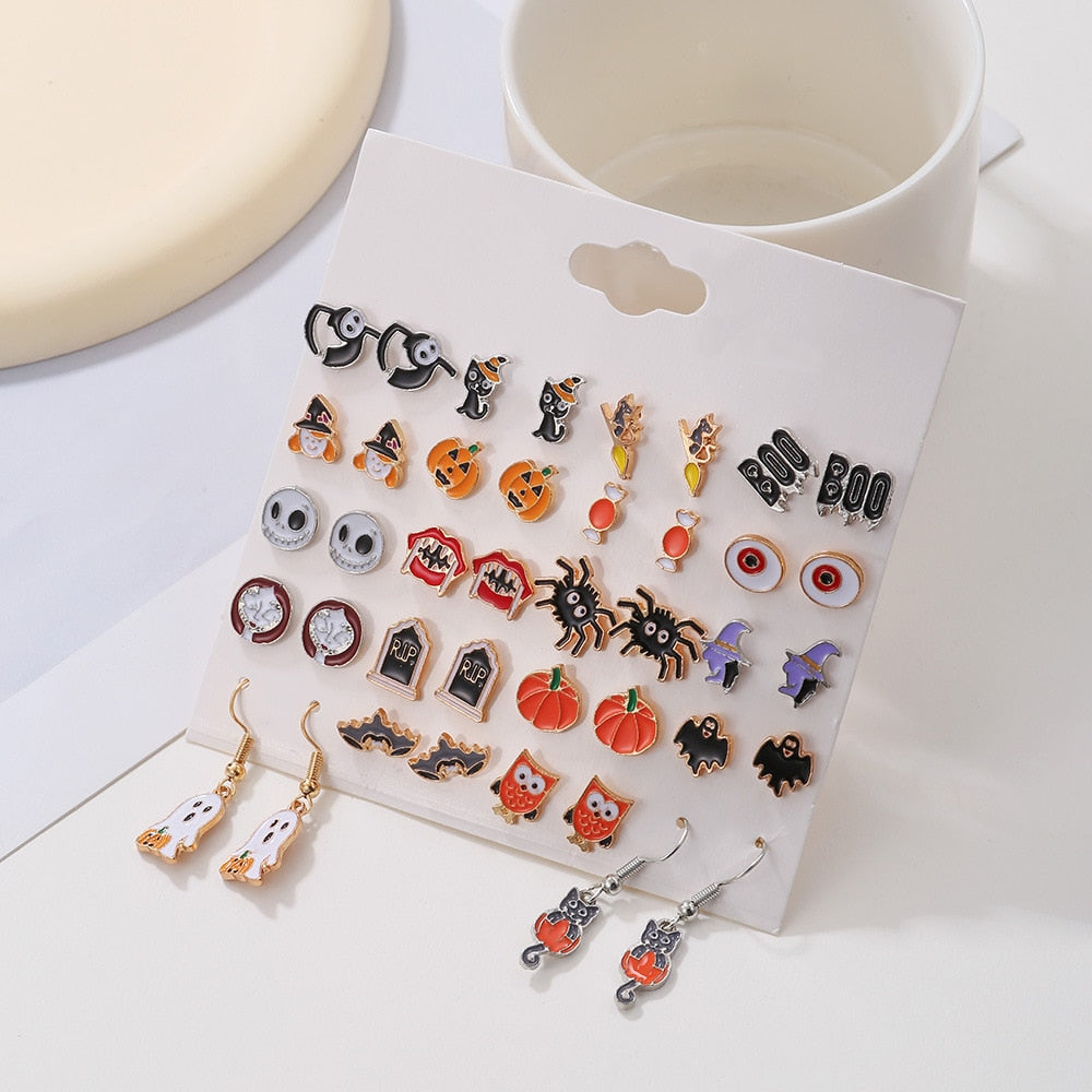 Halloween Pumpkin Ghost Earrings