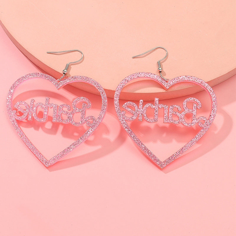 Hollow Acrylic Barbie Pink Heart Ears