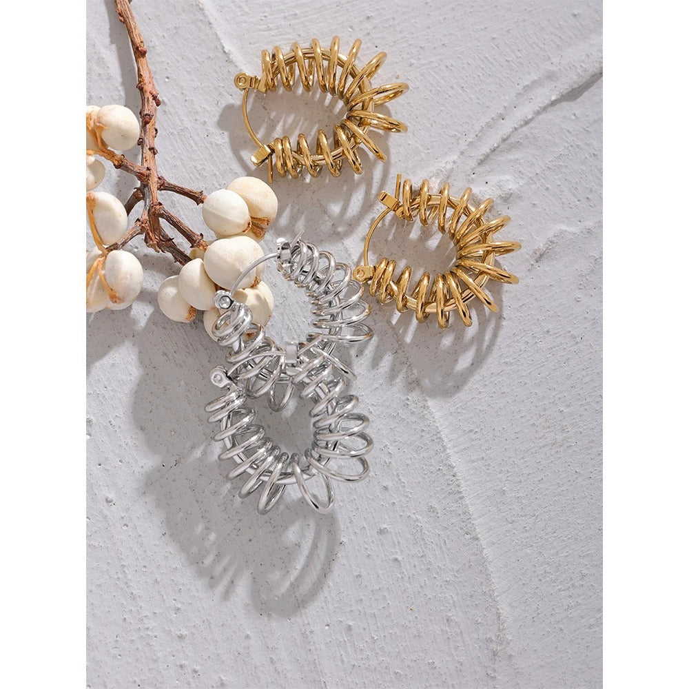 Round Hollow Geometric Earrings