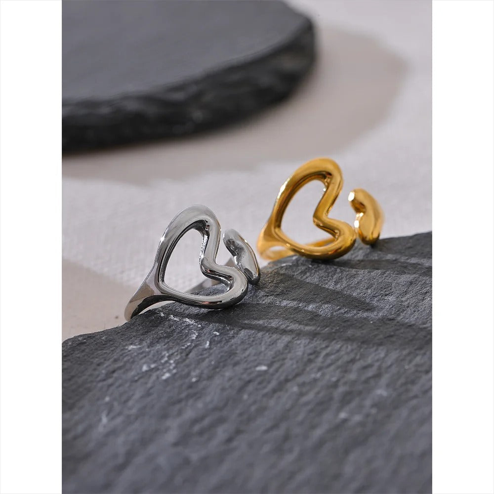 Chic Hollow Stainless Steel Heart Ring