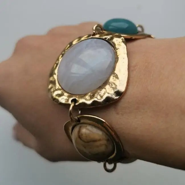 Bohemian Ethnic Statement Charm Retro Resin Stone Bracelet for Women