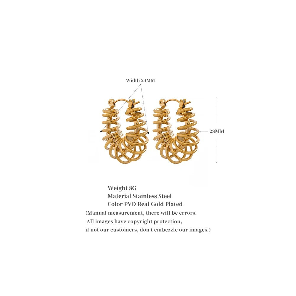 Round Hollow Geometric Earrings