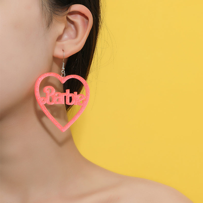 Hollow Acrylic Barbie Pink Heart Ears