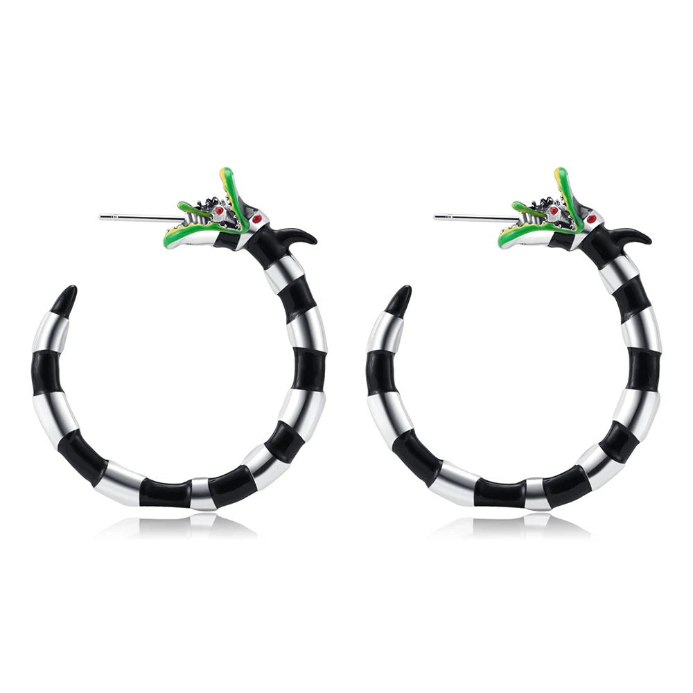 Halloween Creative Beetlejuice Hoop Earrings