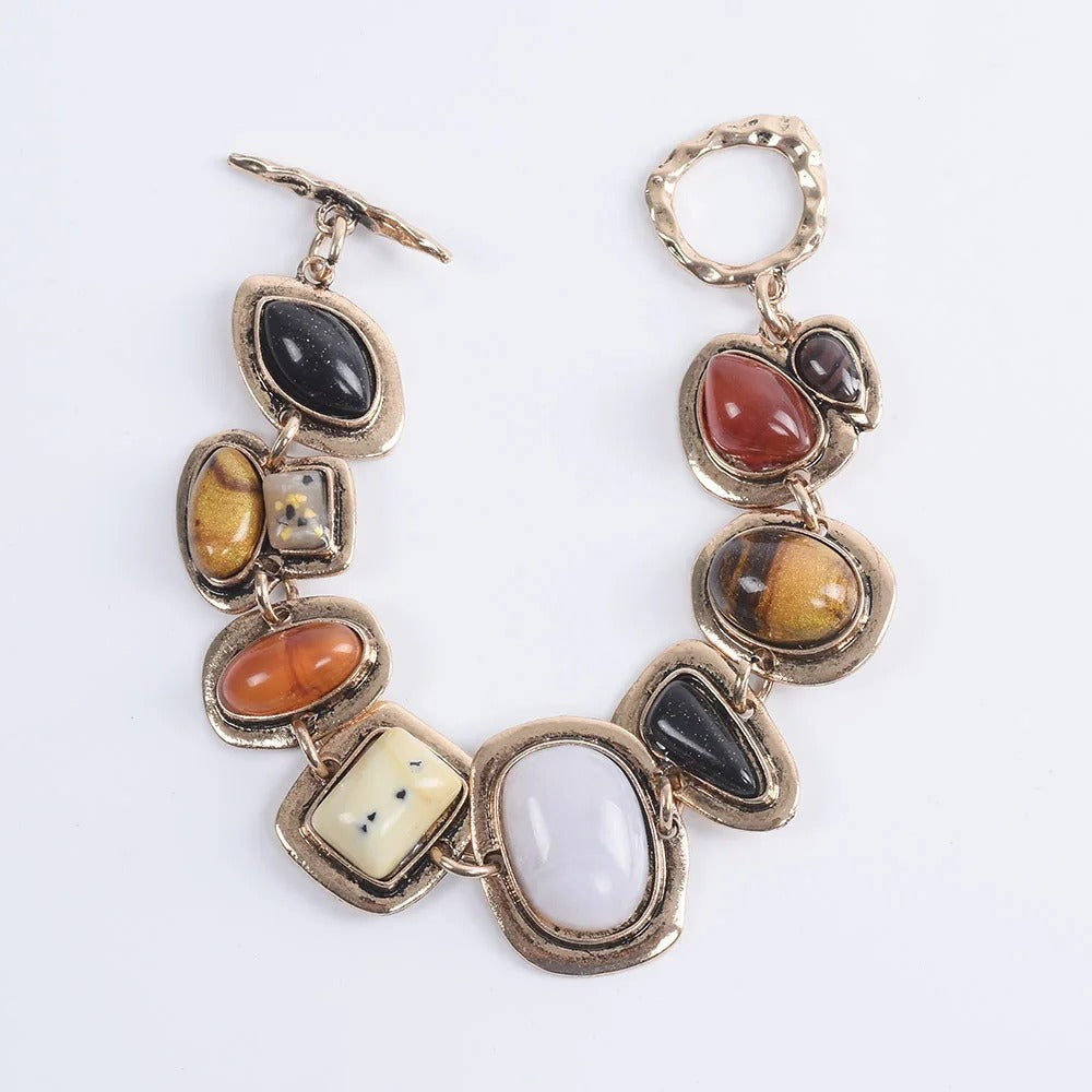 Bohemian Ethnic Statement Charm Retro Resin Stone Bracelet for Women