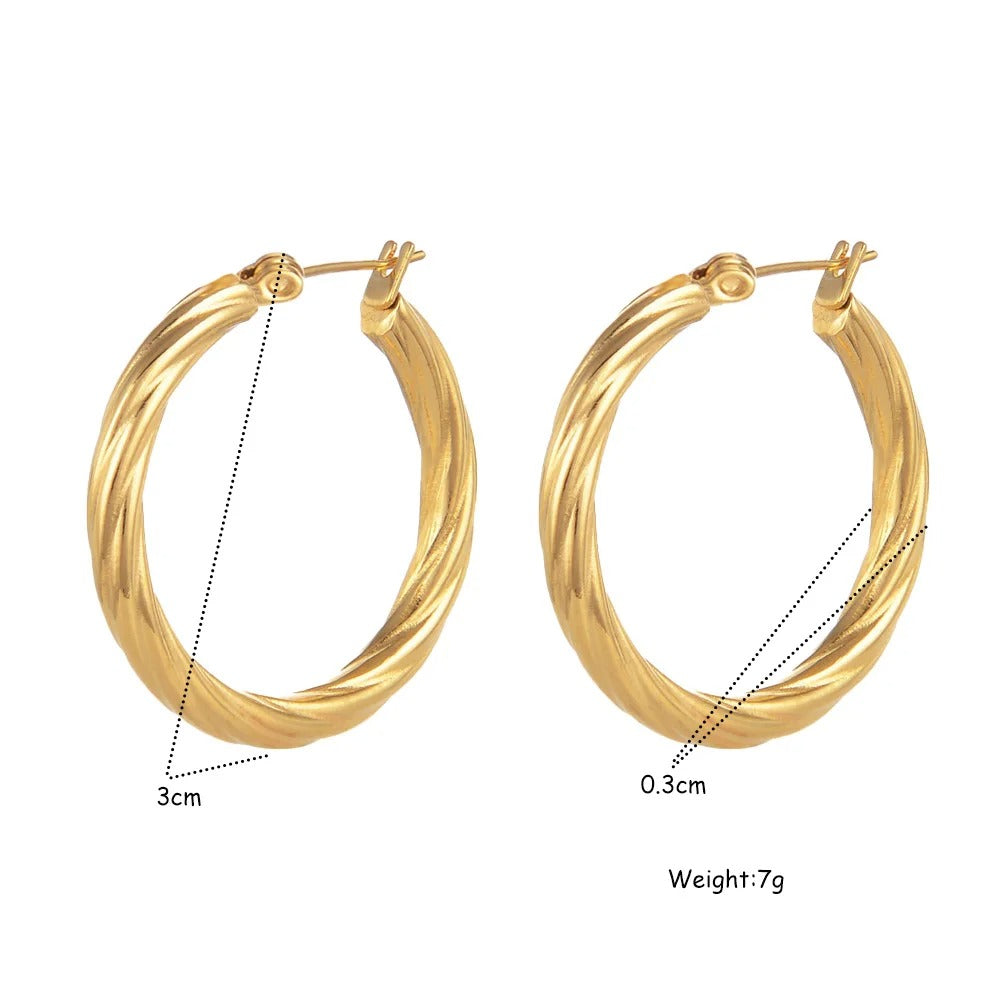 18K Gold Plated Twist Hoop Earrings