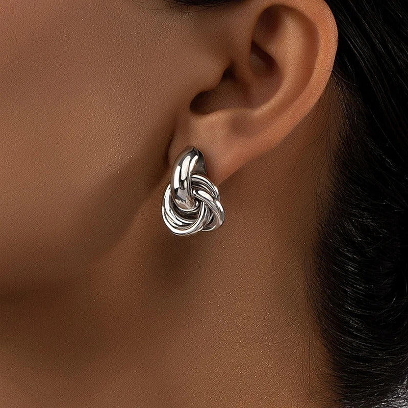 Gold and Silver Earrings Tones with Shiny Plating Cute Daily Wear Studs for Women