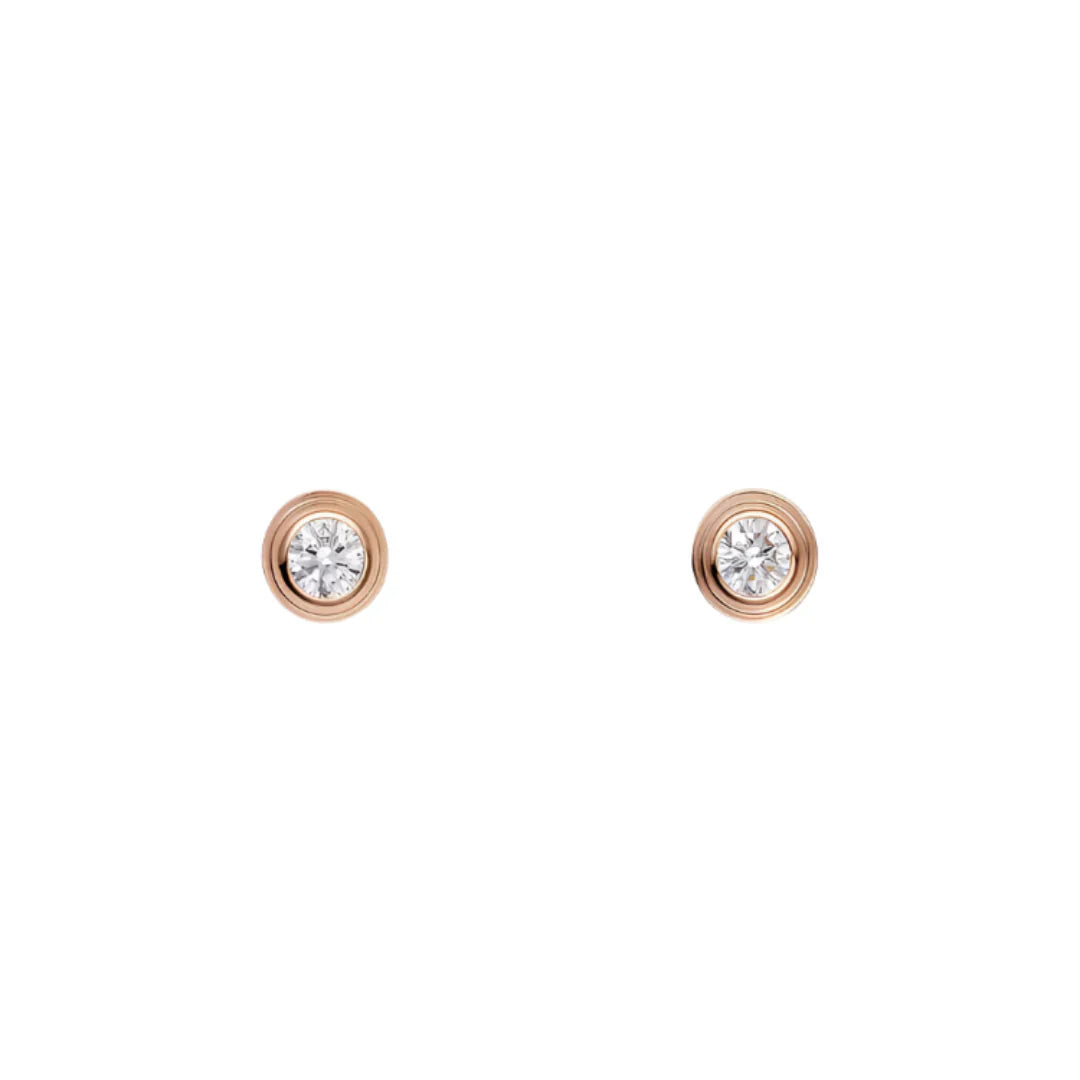 Mini Bezel Diamond Stud Earrings in Rose Gold Vermeil