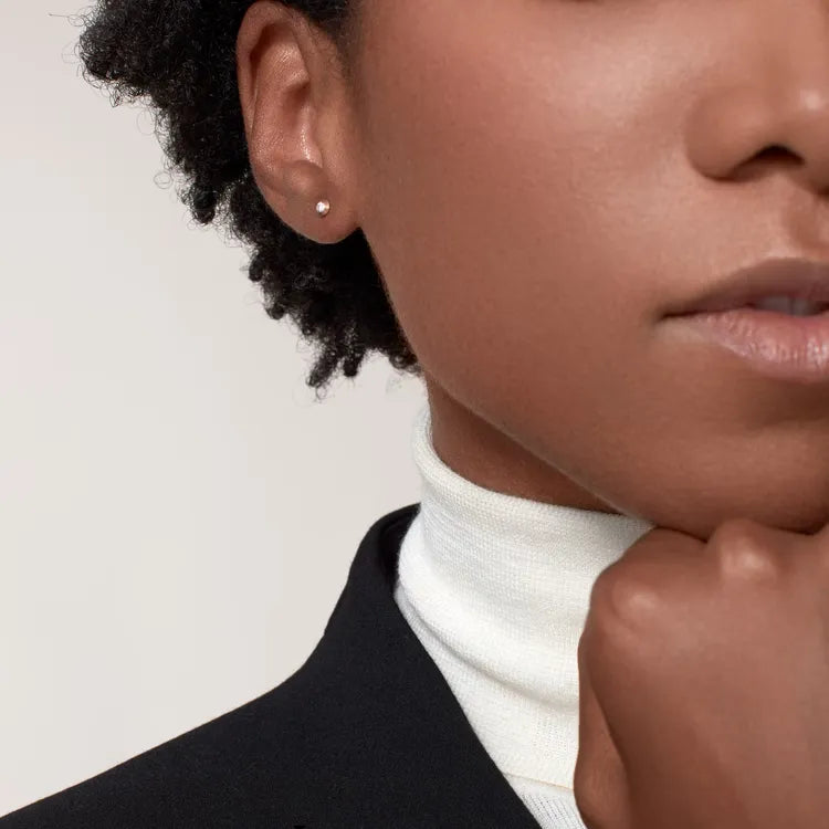 Mini Bezel Diamond Stud Earrings in Rose Gold Vermeil