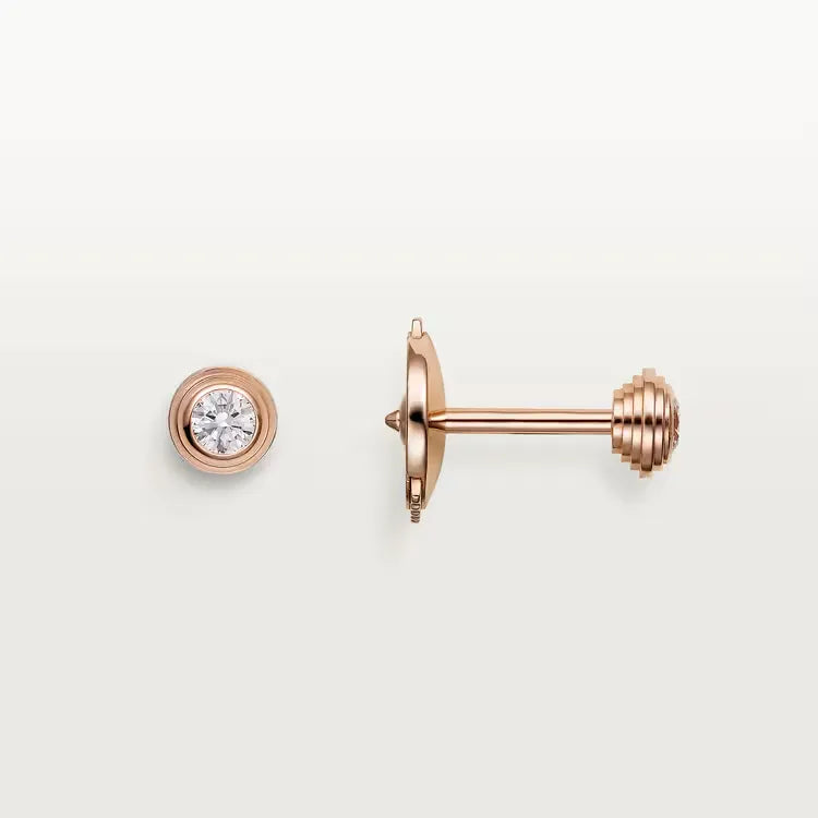 Mini Bezel Diamond Stud Earrings in Rose Gold Vermeil