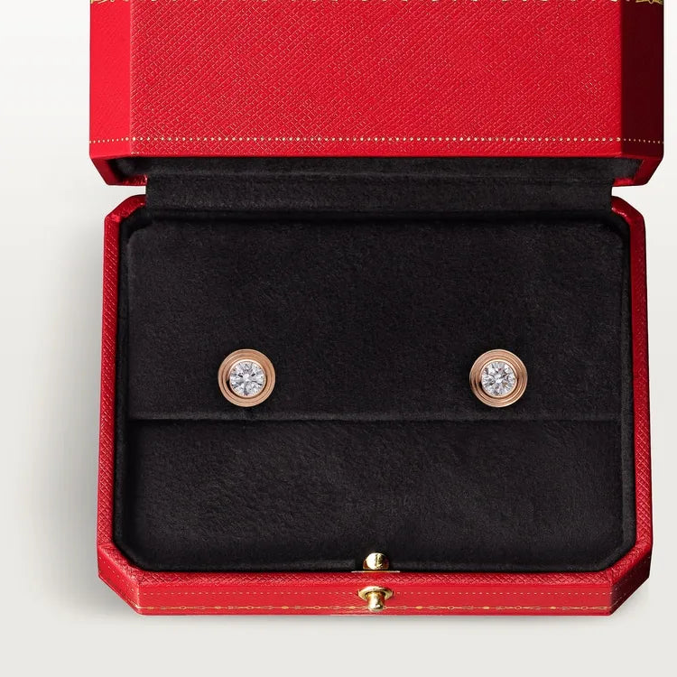 Mini Bezel Diamond Stud Earrings in Rose Gold Vermeil