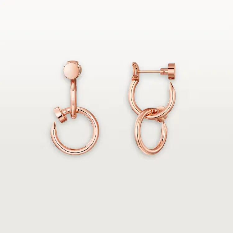 Nail Hoop Earrings Rose Gold Vermeil Bold Minimalist Design