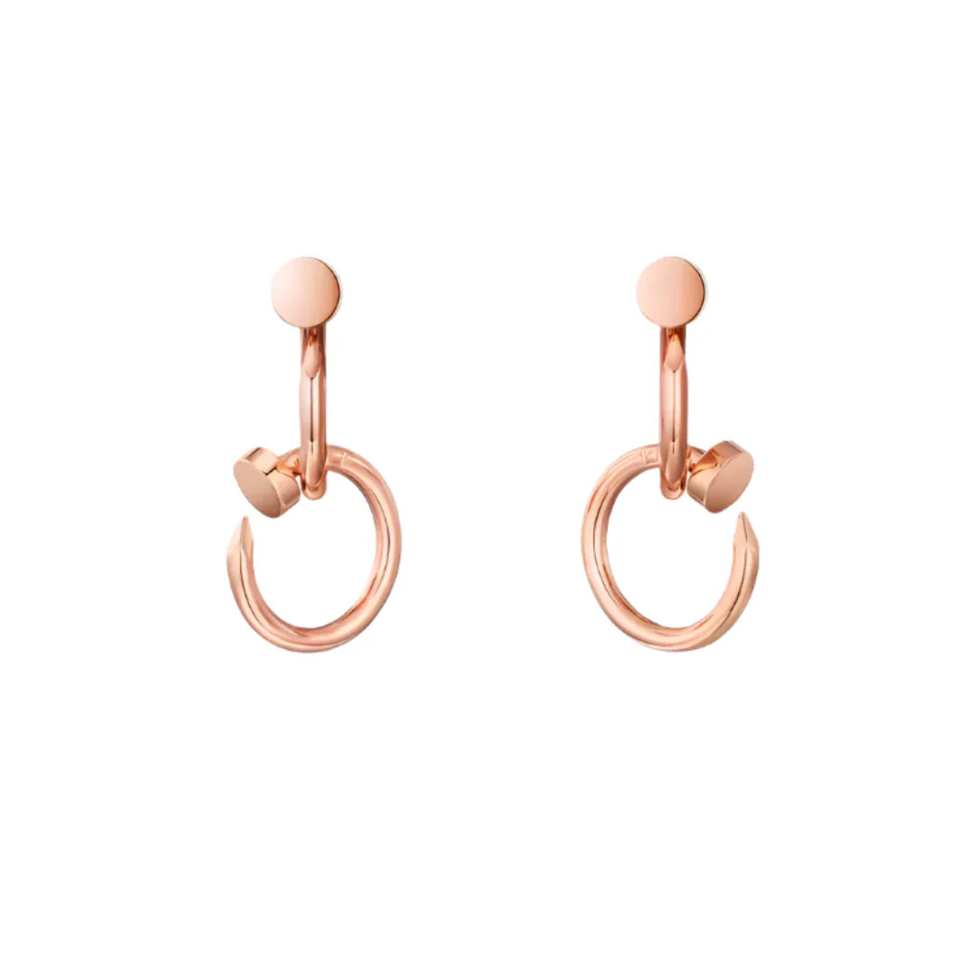 Nail Hoop Earrings Rose Gold Vermeil Bold Minimalist Design
