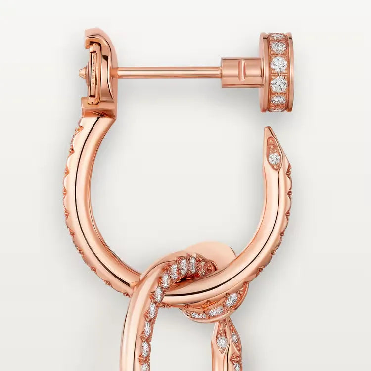 Nail Hoop Earrings Rose Gold Vermeil With Diamonds