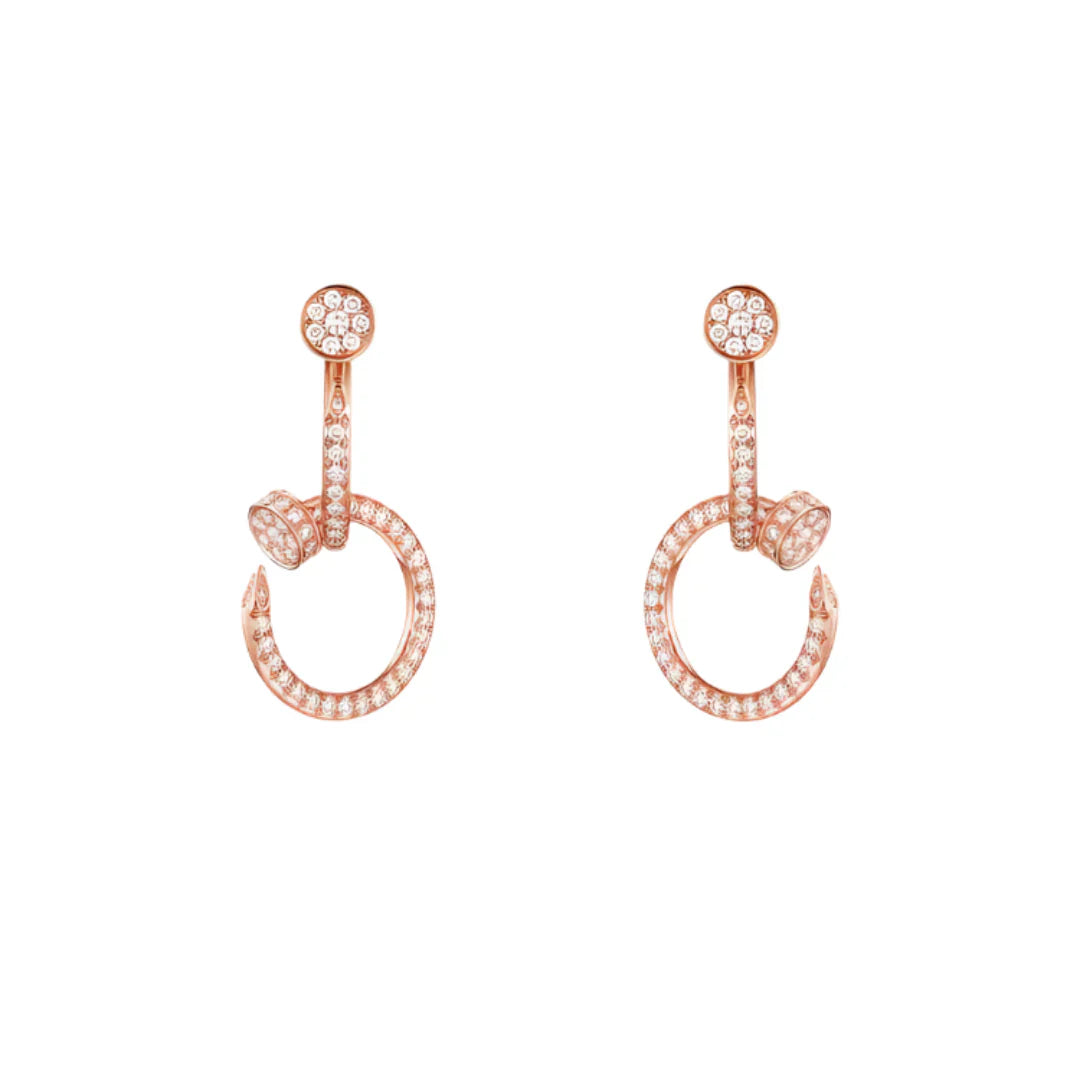 Nail Hoop Earrings Rose Gold Vermeil With Diamonds