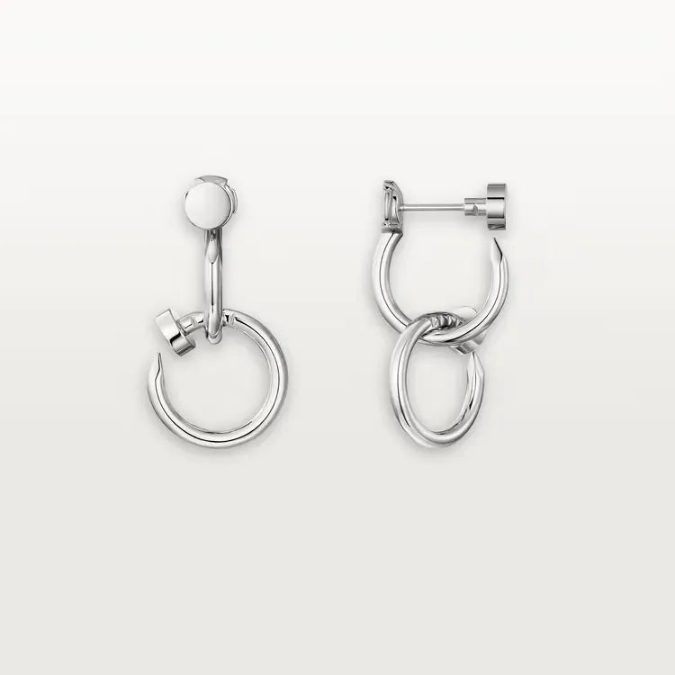 Nail Hoop Earrings White Gold Vermeil Modern Industrial Design