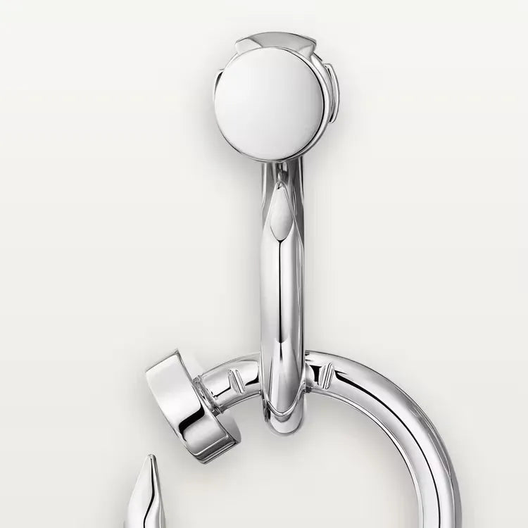 Nail Hoop Earrings White Gold Vermeil Modern Industrial Design