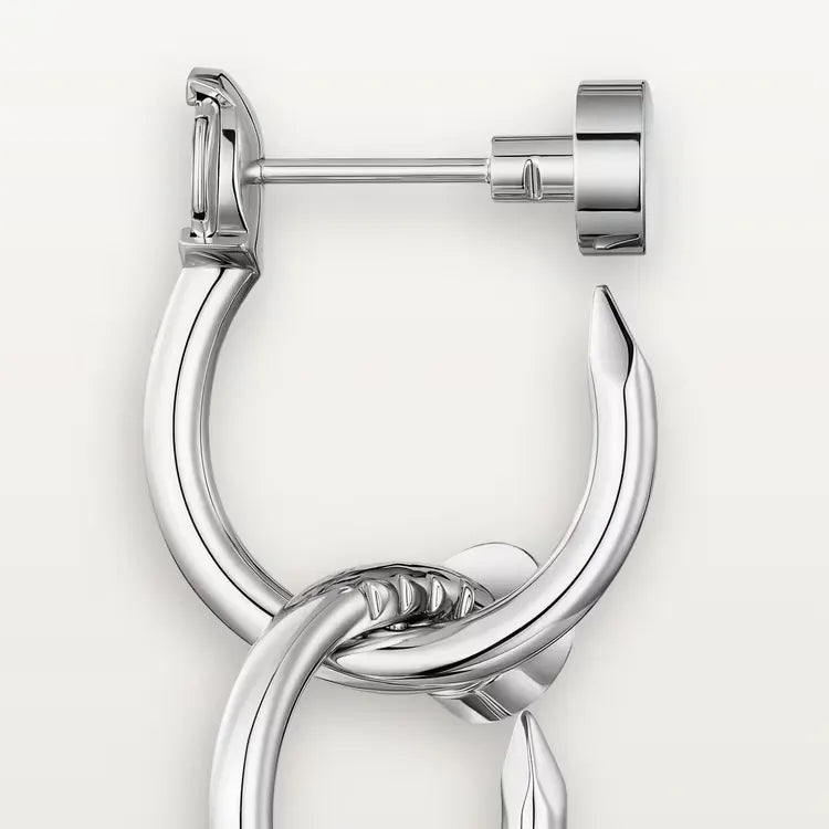 Nail Hoop Earrings White Gold Vermeil Modern Industrial Design