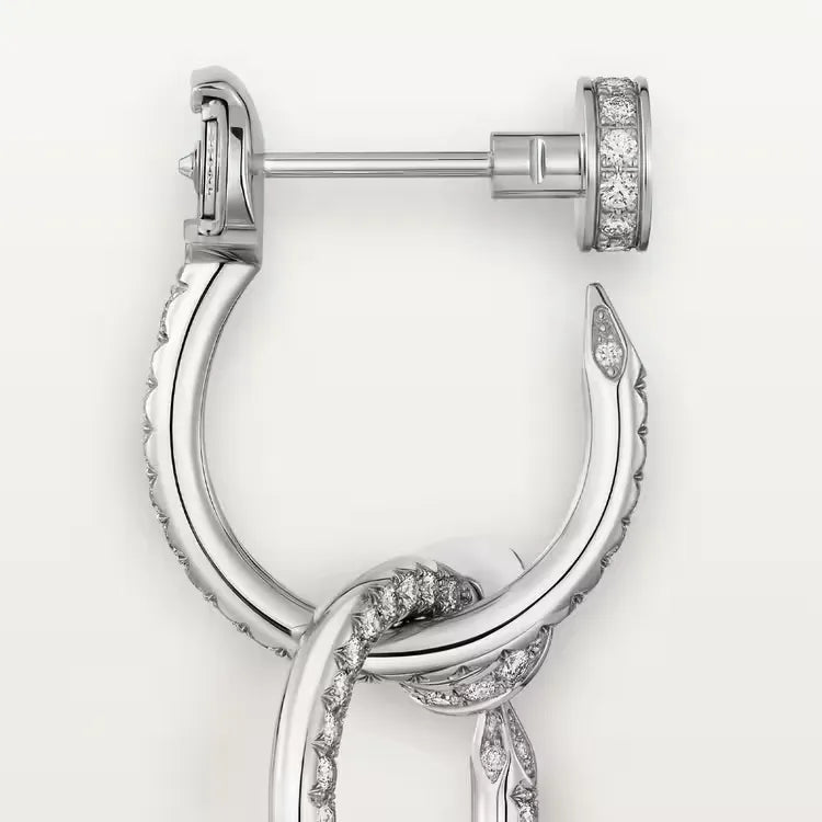 Nail Hoop Earrings White Gold Vermeil With Diamonds