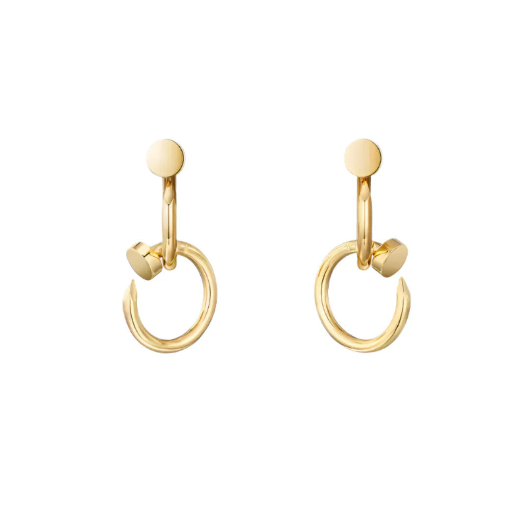 Nail Hoop Earrings Yellow Gold Vermeil Bold Minimalist Design