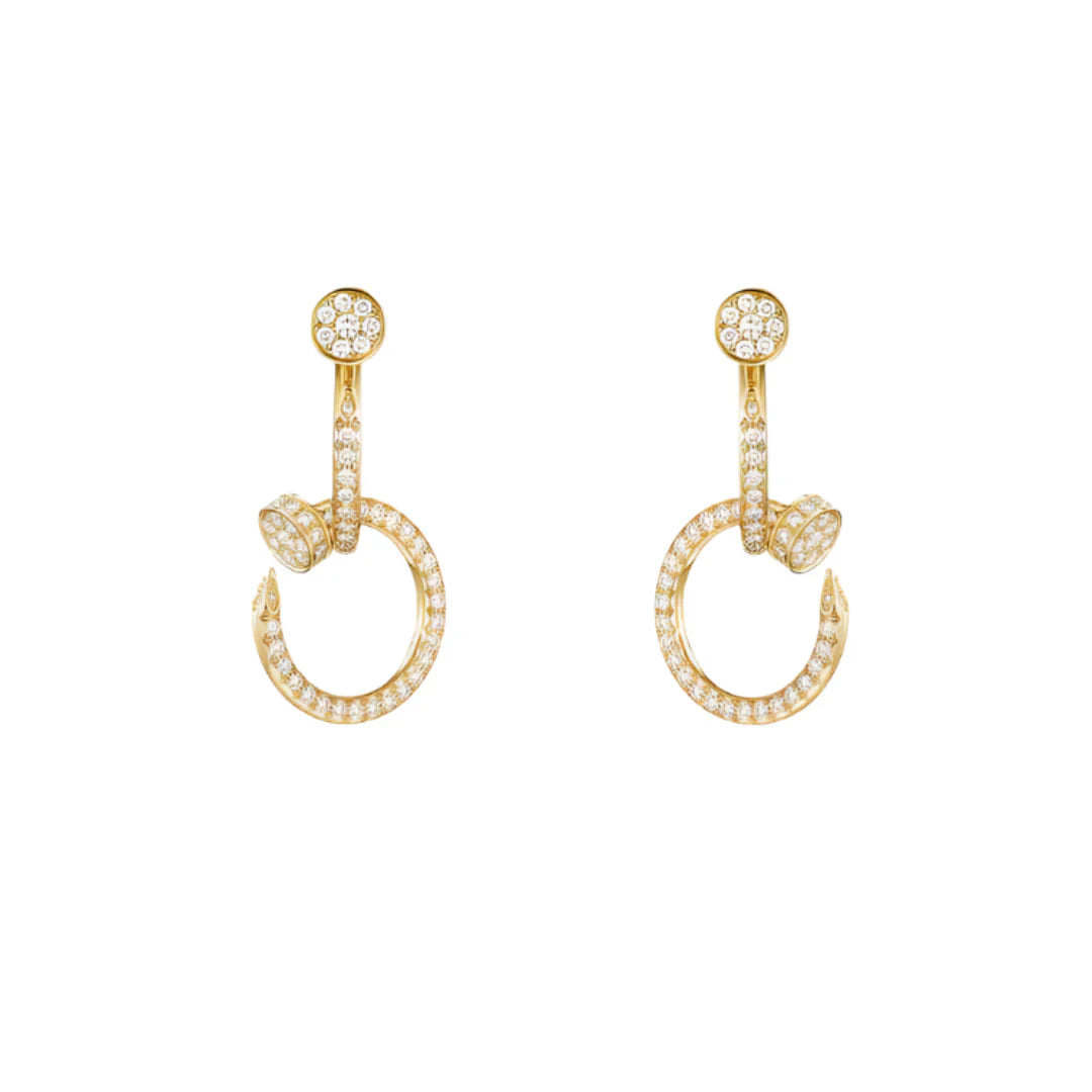 Nail Hoop Earrings Yellow Gold Vermeil With Diamonds