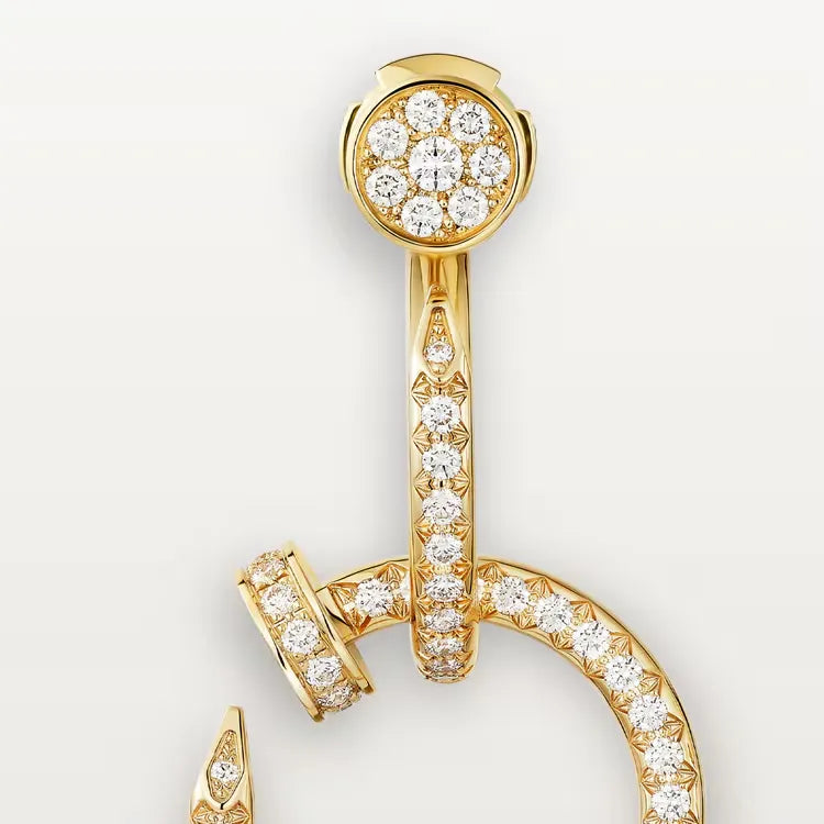 Nail Hoop Earrings Yellow Gold Vermeil With Diamonds