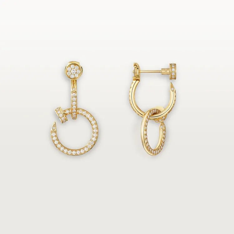 Nail Hoop Earrings Yellow Gold Vermeil With Diamonds
