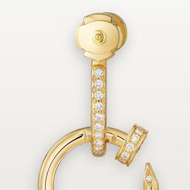 Nail Hoop Earrings Yellow Gold Vermeil With Diamonds