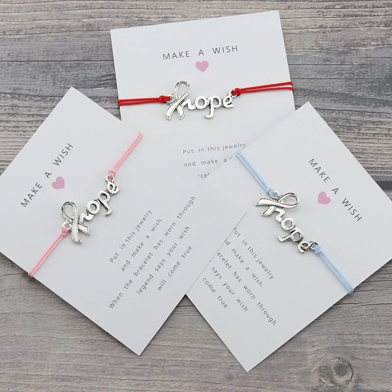 Hope charm Lucky Wish Card Rope Chain Bracelet