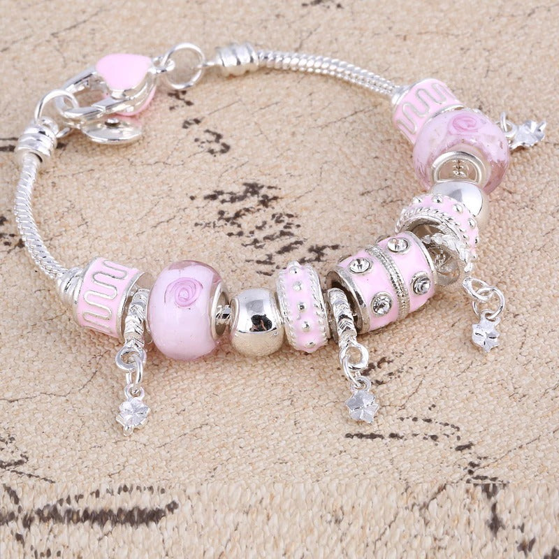 Pink Crystal Charm Bracelet
