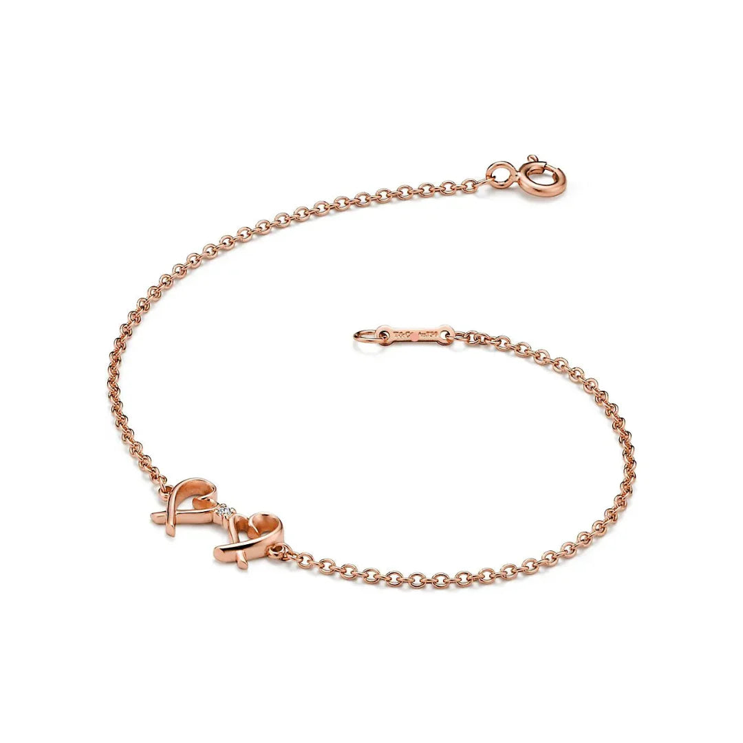 Double Loving Heart Bracelet Rose Gold
