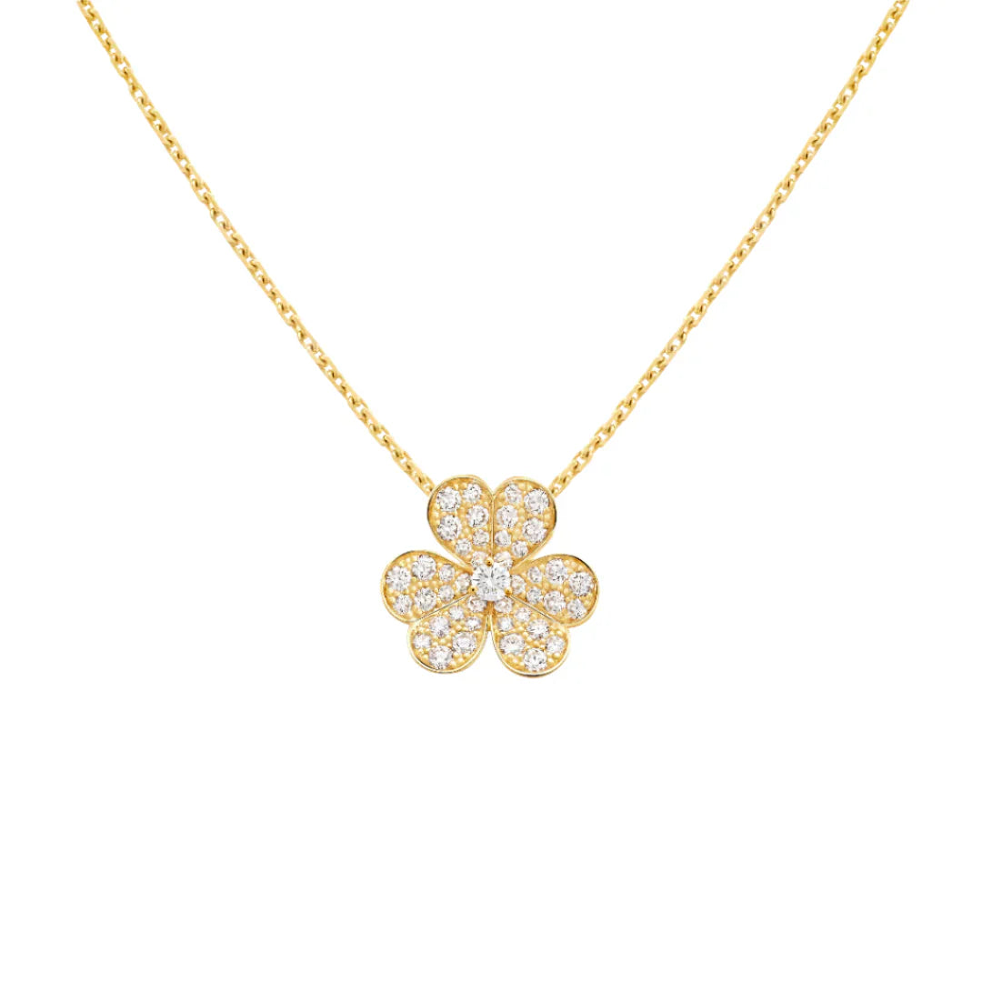 Yellow Gold Floral Pendant Necklace With Diamonds