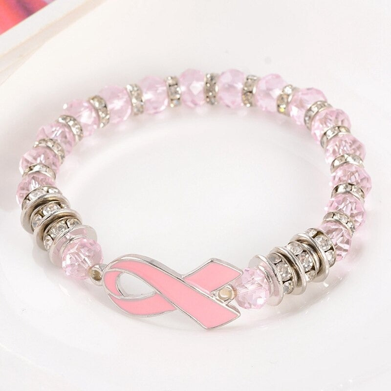 Glass Dome Breast Cancer Bracelet
