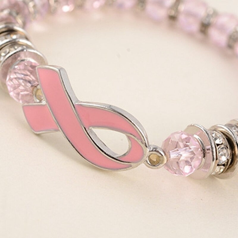 Glass Dome Breast Cancer Bracelet