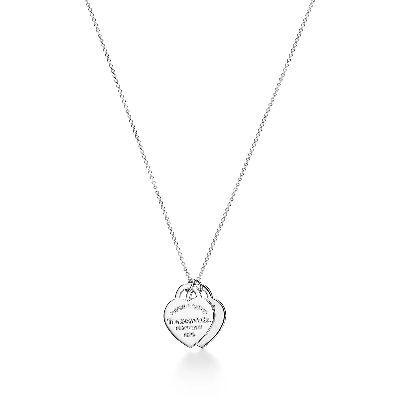 Blue Double Heart Tag Pendant