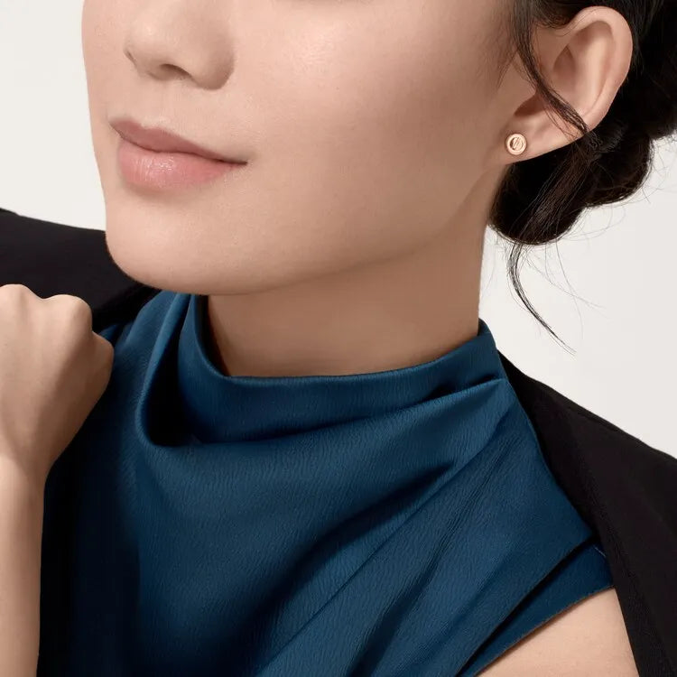 Screw Motif Stud Earrings in Rose Gold Vermeil