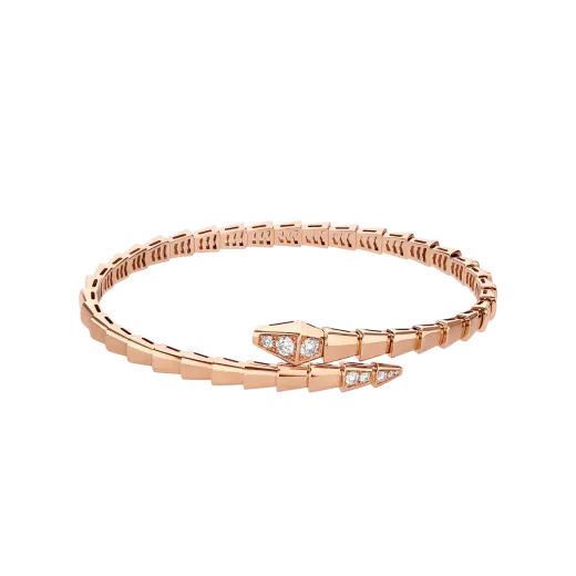Serpent Viper Bracelet Rose Gold Vermeil Flexible Diamond Accent
