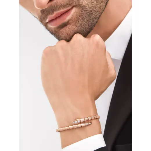 Serpent Viper Bracelet Rose Gold Vermeil Flexible Diamond Accent