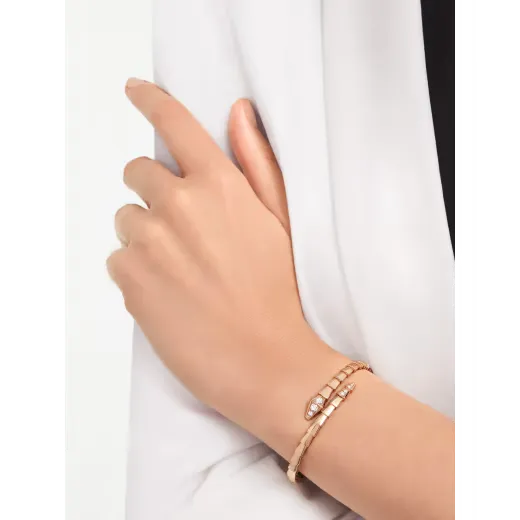 Serpent Viper Bracelet Rose Gold Vermeil Flexible Diamond Accent