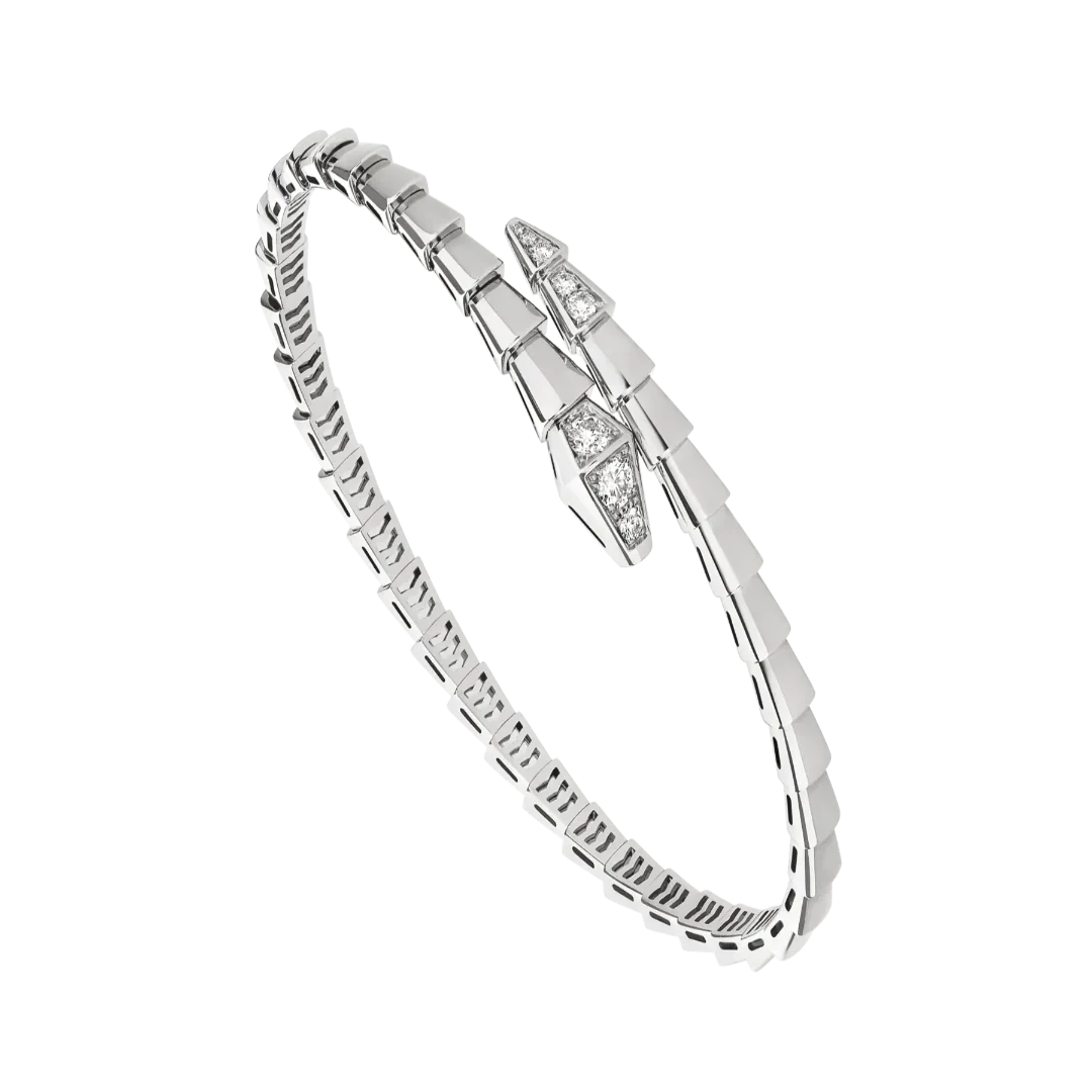 Serpent Viper Bracelet White Gold Vermeil Sleek Diamond Detail